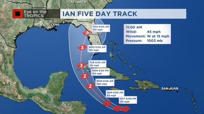 Tropical Storm Ian’s path remains uncertain as storm rapidly intensifies